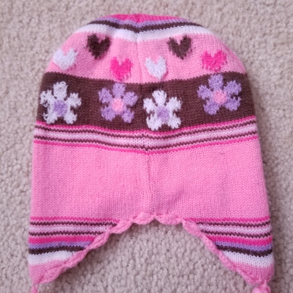 Carter's Girls Pink Striped Chullo Winter Hat - Picture 6 of 10